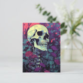 Skelet in de bloemen briefkaart (Staand voorkant)