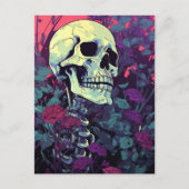 Skelet in de bloemen briefkaart (Voorkant)