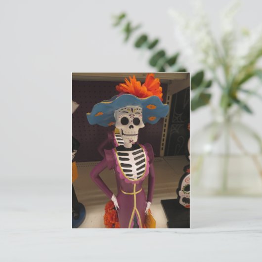 Skelet in de drukker briefkaart (Staand voorkant)