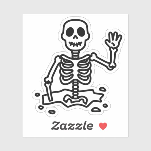 Skelet in de grond sticker (Vel)