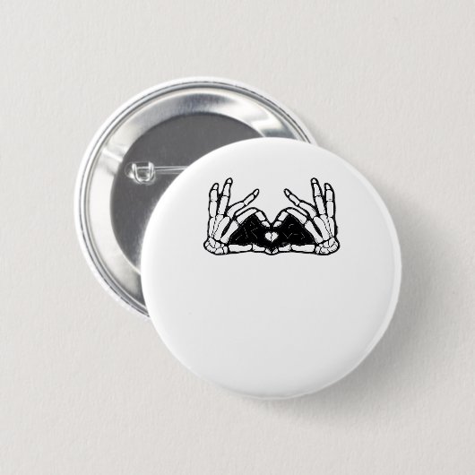 Skelet in de handen van een hart ronde button 5,7 cm (Voorkant /achterkant)