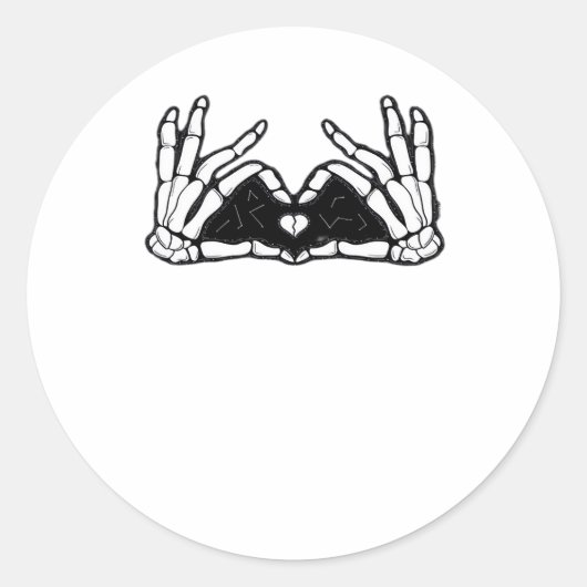 Skelet in de handen van een hart ronde sticker (Voorkant)