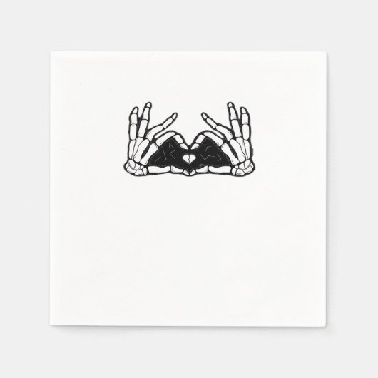 Skelet in de handen van een hart servet (Voorkant)