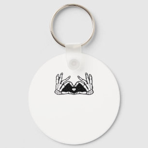 Skelet in de handen van een hart sleutelhanger