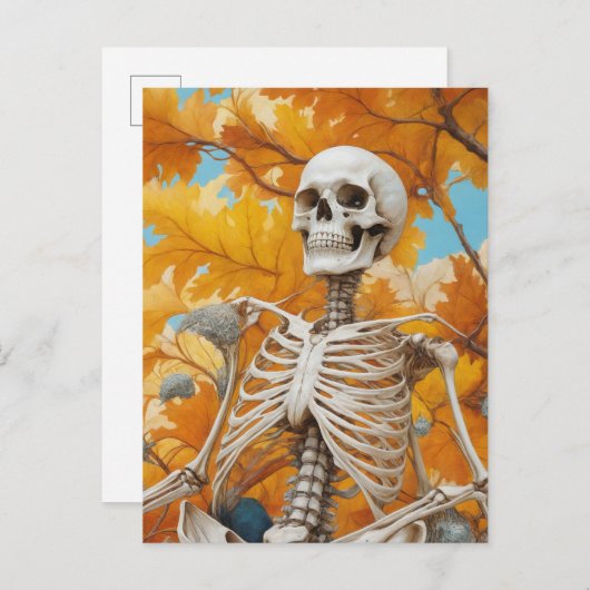 Skelet in de herfst briefkaart (Voorkant / Achterkant)