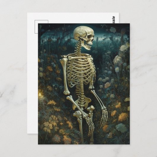 Skelet in een nachttuin briefkaart (Voorkant / Achterkant)