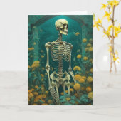 Skelet in een Night Garden Gele Bloemen Kaart (Gele Bloem)