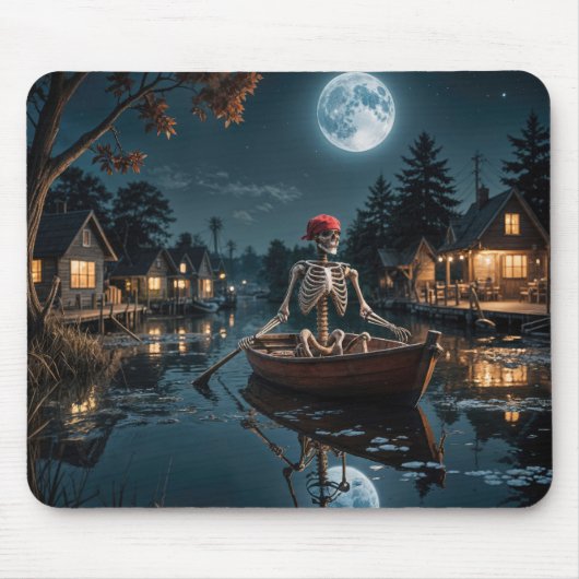 Skelet in een roeiboot muismat (Voorkant)
