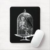 Skelet in een vogelkooi muismat (Met muis)
