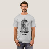 Skelet in een vogelkooi t-shirt (Voorkant volledig)