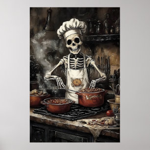 Skelet in keukenprint, Victoriaanse keuken Poster