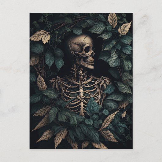 Skelet in Planten Briefkaart (Voorkant)