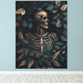 Skelet in Planten Canvas Afdruk (Insitu (Houten vloer))