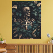 Skelet in Planten Canvas Afdruk (Insitu (Woonkamer))