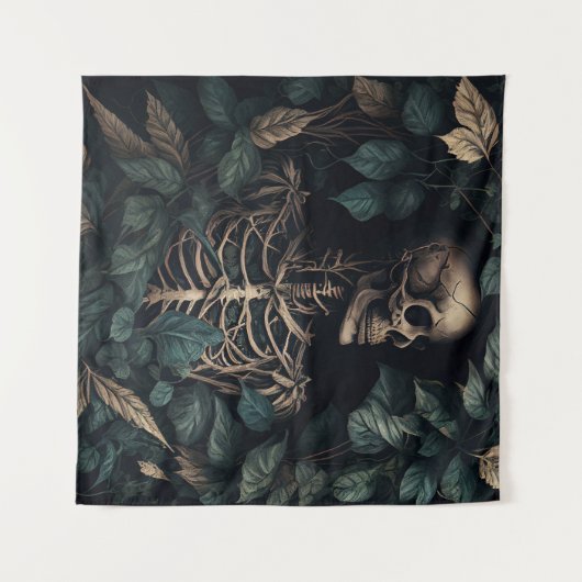 Skelet in Planten Wandkleed (Voorkant (horizontaal))