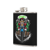 Skelet in Santa Suit Riding motor Heupfles (Links)