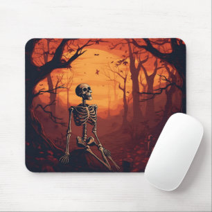 Skelet in Spooky Forest Halloween Tree Muismat