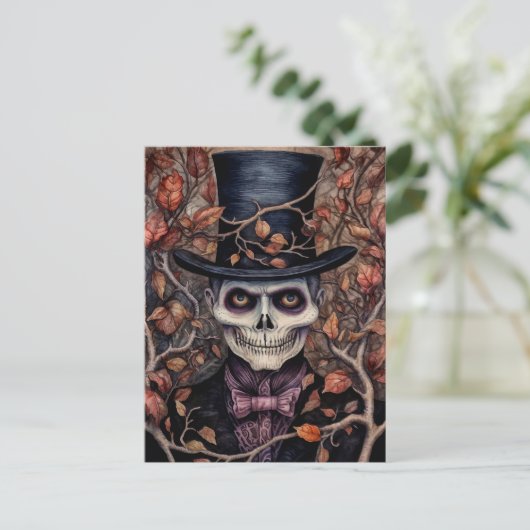 Skelet in stijl Halloween Briefkaart (Staand voorkant)