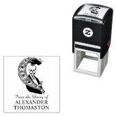 Skelet in Tuxedo, Peacock Bibliotheek Boeknaam Zelfinktende Stempel (In situ)