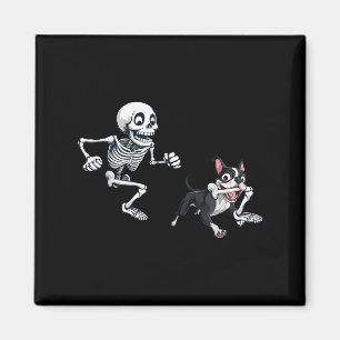 Skelet Jachthond Boston Terrier Halloween Huisdier Magneet