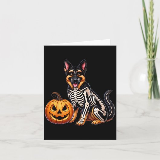 Skelet Jack O Lantern Duitse Herdershond Grappige Kaart (Voorkant)