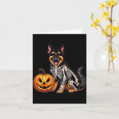 Skelet Jack O Lantern Duitse Herdershond Grappige Kaart (Gele Bloem)