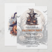 Skelet Jack-O-Lanterns Bats Moon Halloween Party Kaart (Voorkant / Achterkant)