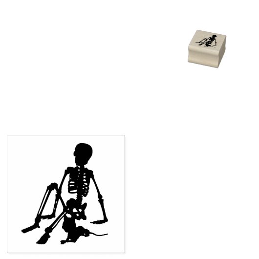 skelet Jongen en zijn huisdier kat silhouet kunst Rubberstempel (Gestempeld)