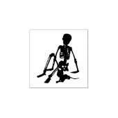 skelet Jongen en zijn huisdier kat silhouet kunst Rubberstempel (Afrduk)