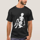 skelet Jongen en zijn huisdier kat silhouet kunst T-shirt (Voorkant)