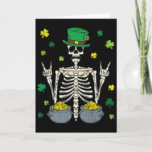 Skelet Kabouter St. Patrick's Dag Klaver Klaver Kaart (Voorkant)