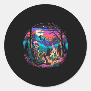 Skelet Kampeer Halloween Kostuum Botten Kamp Kamp Ronde Sticker