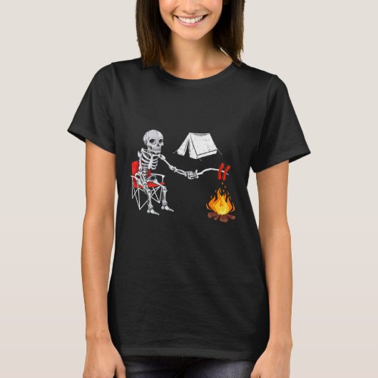 Skelet Kampeer Shirt Kampvuur Wandel Halloween (Voorkant)