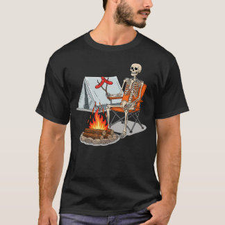 Skelet Kamperen Halloween Kampvuur Voor T-shirt
