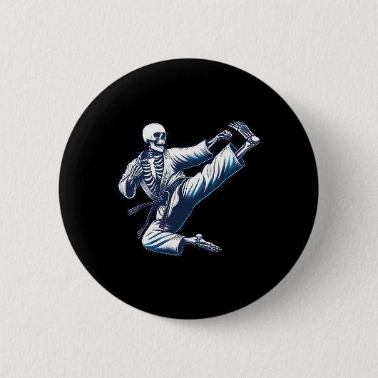 Skelet Karate Trap Vechtkunst Kickboksen Mma F Ronde Button 5,7 Cm (Voorkant)