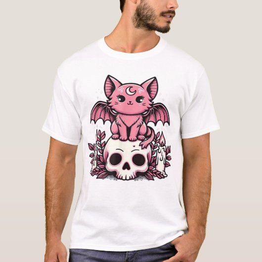 Skelet Kat Halloween Essentiële T-shirt (Voorkant)