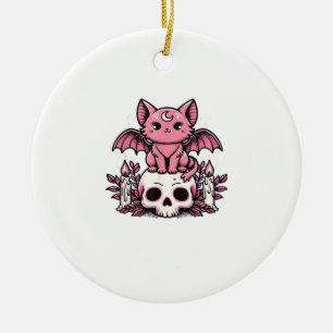 Skelet Kat Halloween Essentiële T-shirt Keramisch Ornament