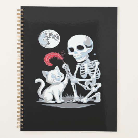Skelet Kat Halloween Grappig Schattig Spookachtig  Planner (Voorkant)