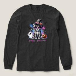 Skelet kat-Halloween kostuums Tri-Blend Shirt