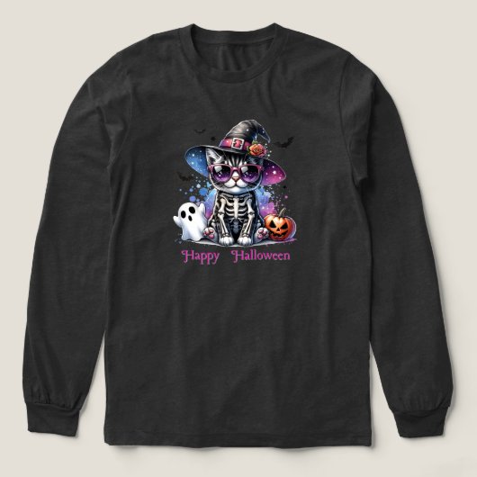 Skelet kat-Halloween kostuums Tri-Blend Shirt (Voorkant)