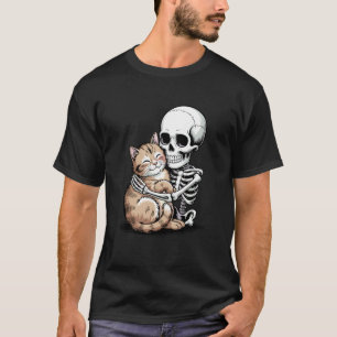 Skelet Kat Schedel Kitty Schattig Goth Halloween M T-shirt