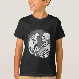 Skelet Kat Schedel Kitty Schattig Halloween Mannen T-shirt