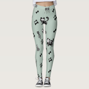 Skelet Kat Vis Skelet Bot Leggings