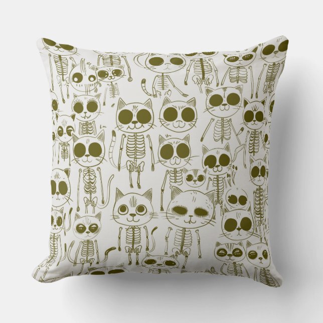 Skelet Kat Vis Skelet Bot Leggings Kussen (Voorkant)