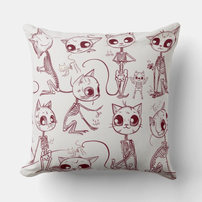 Skelet Kat Vis Skelet Bot Leggings Kussen (Voorkant)