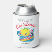 Skelet Kerst in juli Beach Surf Ondeugend Blikjeskoeler (Blikje Voorkant)