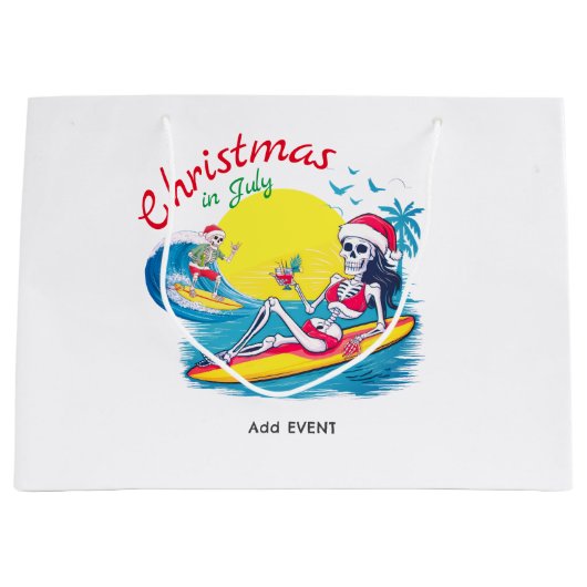 Skelet Kerst in juli Beach Surf Ondeugend Groot Cadeauzakje (Voorkant)