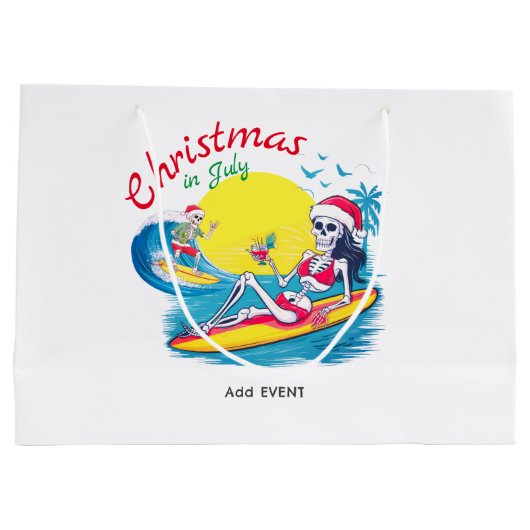 Skelet Kerst in juli Beach Surf Ondeugend Groot Cadeauzakje (Achterkant)