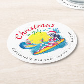 Skelet Kerst in juli Beach Surf Ondeugend Ronde Kartonnen Onderzetter (Gebogen)