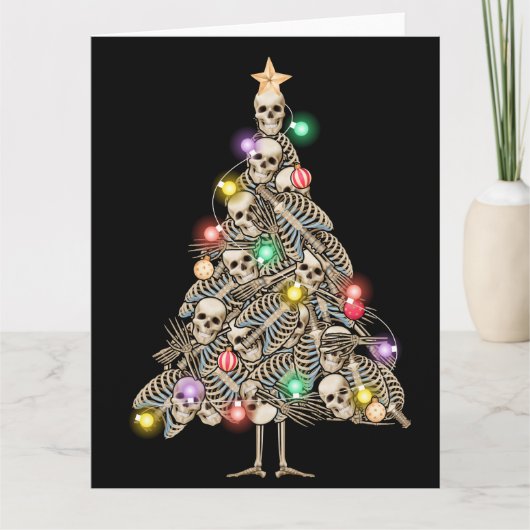 Skelet Kerstboom Grappige Lelijke Xmas Skeletten Kaart (Voorkant)